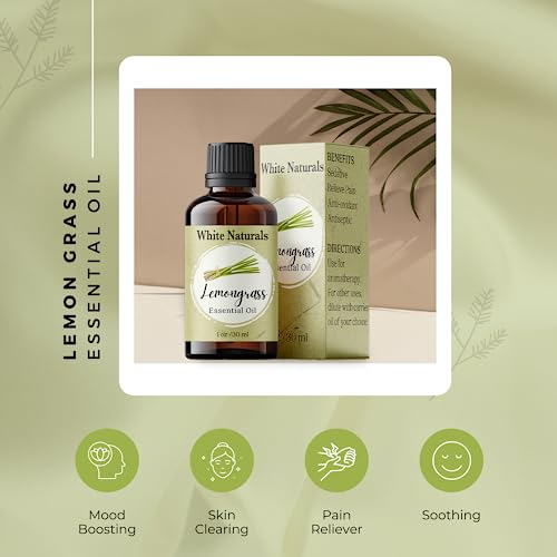 Lemongrass Essential Oil, Therapeutic Grade, Pure, Undiluted, Premium Quality Oil, Natural Lemon Grass Drops For Skincare, Scalp & Hair Care, Aromatherapy, Diffuser, Soaps & Candles #TOP1