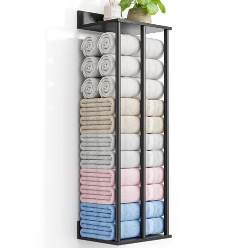 WeGXY Handtuchhalter Wand Schwarz – Große Kapazität Badezimmer...