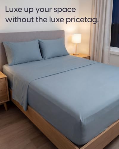 Image of Sleepy Town Twin XL Size Bed Sheets - 3 Piece - Twin XL Sheet Set - Extra Soft, Comfy & Cooling - Easy Care - Shrinkage, Wrinkle & Fade Free - Brushed Microfiber - Deep Pocket Bed Sheets (Steel Blue)