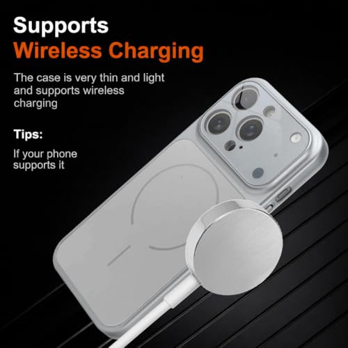 Image of SHINESTAR iPhone 16 Pro Max Case - Premium Shockproof Protective Cover, Wireless Charging Compatible, Slim & Durable Luxury Back Cover with Camera Protection (Silver)