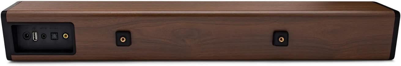 belakang view of Knox Gear Soundbar showing DC, USB, AUX IN, OPTICAL, and COAX IN ports