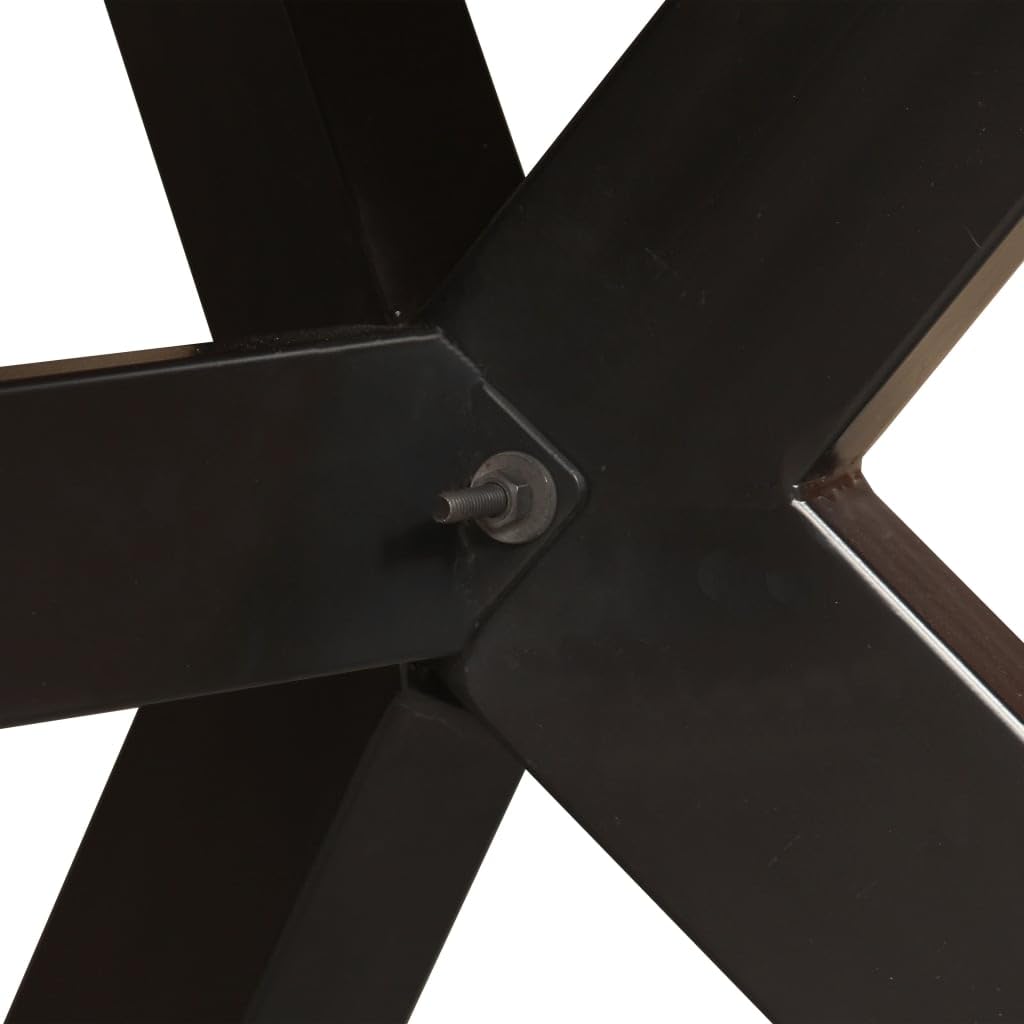 vidaXL Mesa de Comedor Madera Maciza de Mango y Cruz de Acero 180 cm