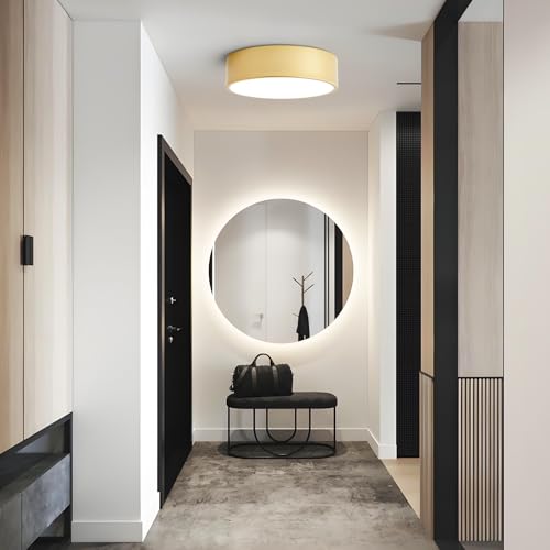 TYNCEAOL Dimmable Modern Flush Mount Ceiling Light Fixture,Painted Gold Round LED Ceiling Lights Fixtures,5CCT 2700K-6000K Lighting for Kitchen Hallway Bedroom Laundry Room Entryway Closet 11.81 inch by TYNCEAOL - Used condition - Image 9