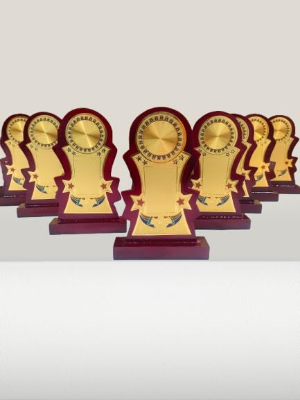 Wooden Momento Two Star 7 INCH OR 17.50 CM Size (Set of 10) Pcs Trophy-picture-22