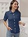 SUNNOW Womens Tailored Short Sleeve Basic Simple Button-Down Shirt with Stretch (XL, Dark Blue)