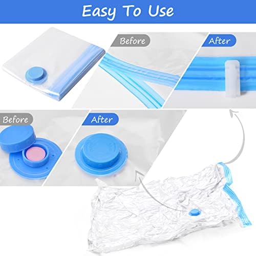 Rainberg Premium Vacuum Storage Bags 8 Pack Small size, 80% More Storage, Vacuum Sealer Bag with Double-Zip Seal and Triple Seal Turbo-Valve for Max Space Saving in a storage bag. (Small(40 x 60cm))