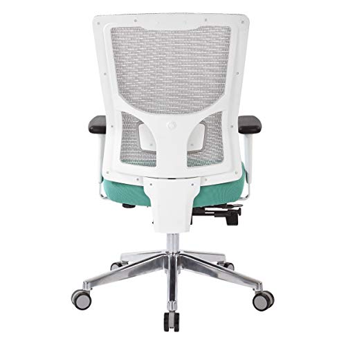 Office Star Progrid White Mesh High-Back Manager's Adjustable Office Chair With Deluxe Padded Seat And Lumbar Support, Jade Fabric #TOP6