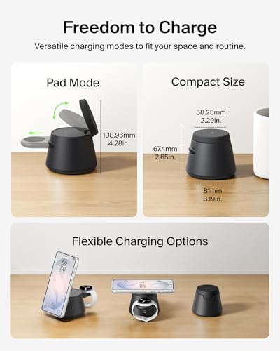Belkin 3-in-1 Wireless Charging Station for Samsung Galaxy S26, Android - Qi2.2 25W Magnetic Charger for Pixel 10, iPhone 17, USB C Port for Galaxy, Pixel, & Apple Watch (Watch Charger Not Included) — view 5