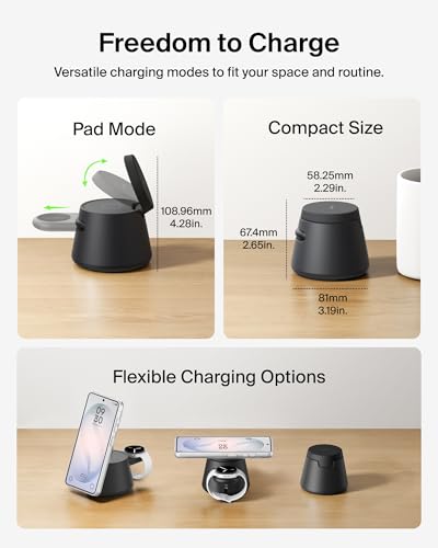 Image of Belkin Qi2.2 25W Magnetic Wireless Charging Station, 3 in 1 Samsung Charger