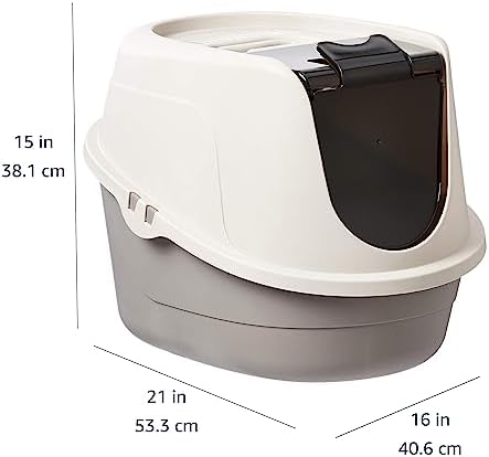 Amazon Basics No-Mess Enclosed Hooded Cat Litter Box, Standard, Multicolor, 53cm x 41cm x 38cm - 5