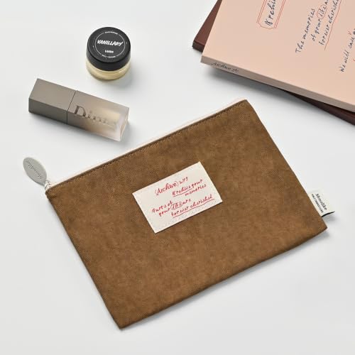 Image of Monolike Archive 247 Faded Flat Pouch, Brown - Makeup Bag, Cosmetic Bag, Travel Bag, Toiletry Bag, Organizer, Storage Bag