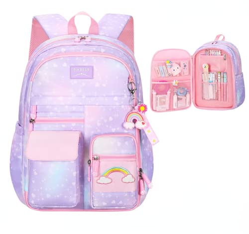 Rainbow Backpack for Girls, Large Capacity Lightweight Student Laptop Backpacks BookBag Casual Travel Princess Daypack