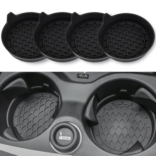 WJS 4 Pack Portavasos de Silicona para Auto Negro miniatura 1