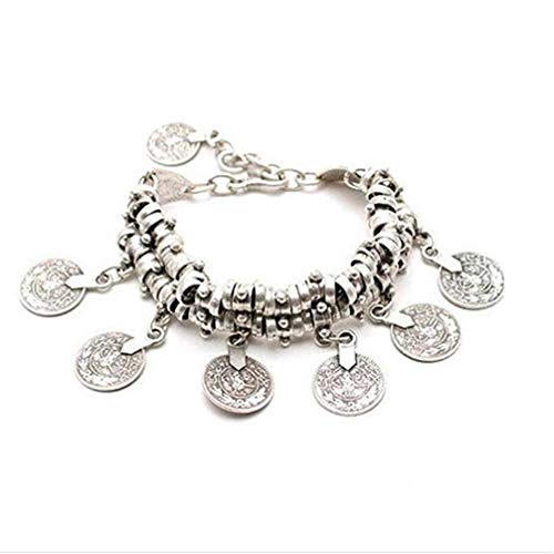 Preisvergleich Produktbild Vektenxi Böhmische Kurze Geschnitzte Münze Frau Armband / Fußkette langlebig und nützlich