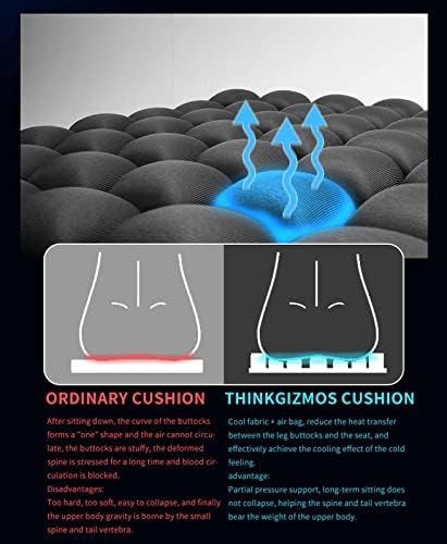 Think Gizmos Zephyr Fidget Seat Cushion For Office or Gaming Chair Inflatable Air Seat Cushion Portable Breathable for Office Chair Wheelchair Car - Pressure Relief Air Cushion Non-Slip