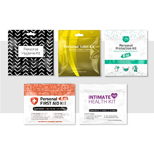 Just in Case for Womenâ€“ 5 Personal Care Kits | Includes one each of: Feminine Hygiene Kit, Personal Protection Kit, Personal Toilet Kit, Personal First Aid Kit, Intimate Health Kit (Assortment 2)