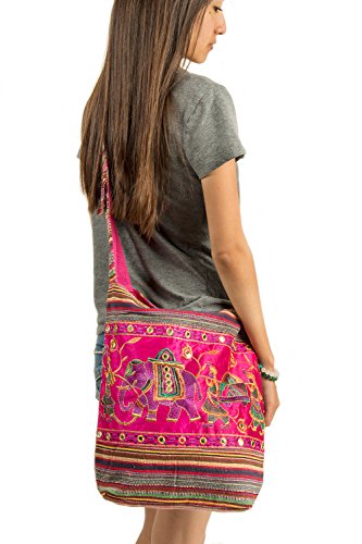 Bolso Rosa de Hombro Bordado a Mano Boho miniatura 4