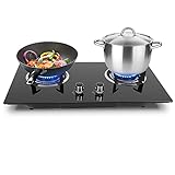 2 Brenner Gasherd, 2800 Pa Flüssiggasherd, gehärtetes Glas, Gasherd...