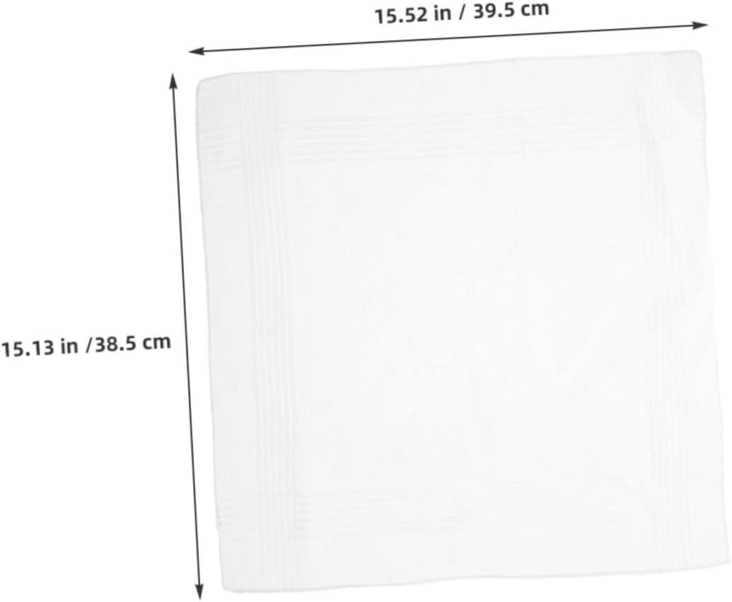 Toyvian 18pcs Men’s White Cotton Handkerchiefs, Soft Pocket Squares for Suits, Travel and Daily Use