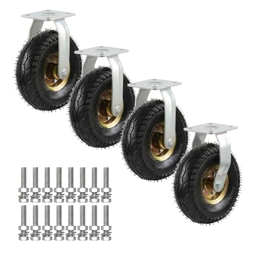 �Y�Ɨp��C����S���L���X�^�[ 4�Z�b�g �ԗ֌a150/200/250mm �ω׏d150/200/300kg �Œ莮/���� �É� ����~�� �Ռ��z�� ��ԁE�L�����[���S���E�@��ړ��ɑΉ� (���a20cm,�Œ� x4)