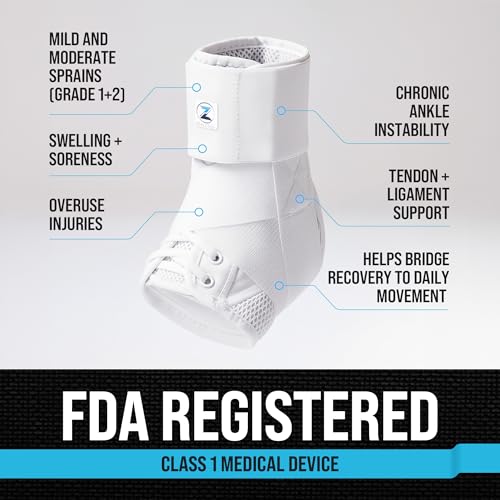 Z ATHLETICS Ankle Brace for Women & Men - Lace Up Adjustable Support with Side Stabilizers for Sprained Ankle, Achilles Tendonitis Relief | Basketball, Volleyball, Running & Sports Recovery
