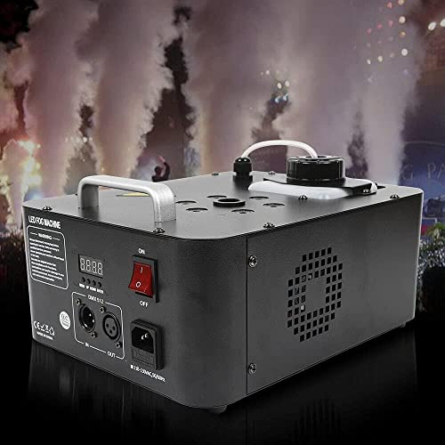 QJJML Fogger de máquina de Niebla RGB de 1500 W, 6 Canales DMX + Control Remoto, nebulizador Vertical con Efecto de luz pirotécnica LED, máquina de Humo con Efecto de Escenario para Fiestas de DJ Cover