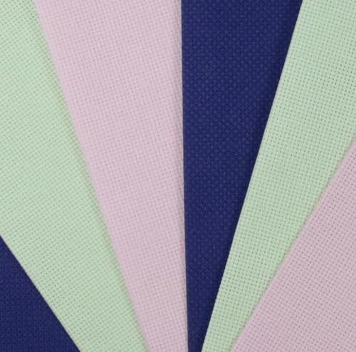 Image of KCS 4 /6 pc of 12 inch x 18 inch(30cmx45cm) 16 Count Cotton Aida Cloth Cross Stitch Fabric (6 pc,Royal Blue+Light Green+Pink)