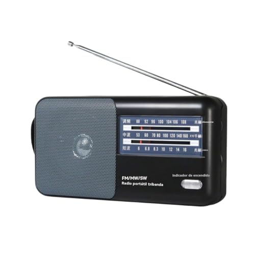 Radio de Portátil, 3 Bandas Radios de Transistor FM/Am/SW8~SW18 Tamaño Mediano Portátil Funciona con 2 Pilas LR20/D, Radio de Tamaño Mediano FM,Altavoz Fuerte,Uso en Interiores, Exteriores.
