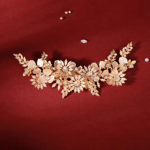Accesorio de bodas lateral de flores retro doradas MAGICLULU 3
