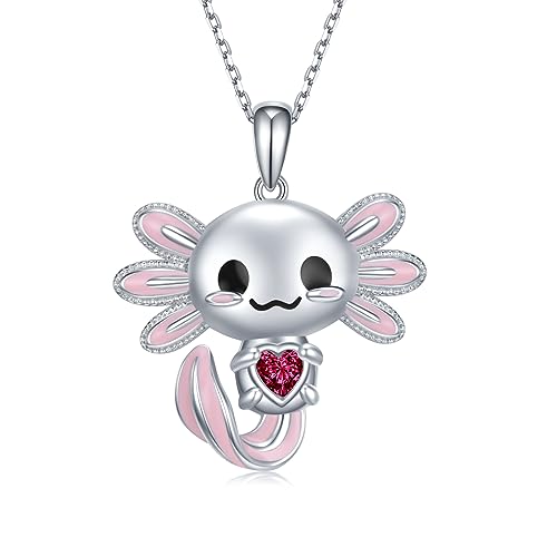 Image of Axolotl Necklace 925 Sterling Silver Axolotl Pendant Cute Animal Jewelry Gift for Women