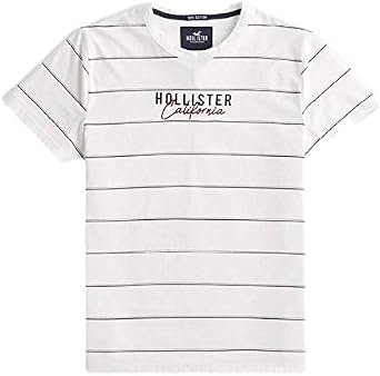 Hollister - Camiseta con logo de rayas para hombre Blanco blanco L:  Amazon.es: Ropa