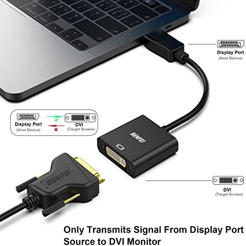 BENFEI DisplayPort to DVI, Gold-Plated DP to DVI Adapter (Male to Female) Compatible for Lenovo, Dell, HP and other brand