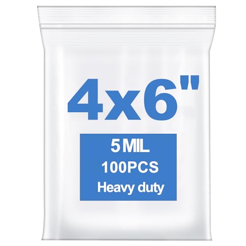 100PCS 4"x6" 5 Mil Small Clear Zip Seal Lock Plastic Reclosable Poly Bag
