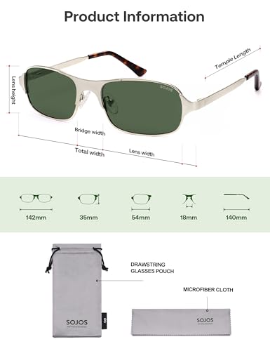 Image of SOJOS Retro Rectangle Polarized Sunglasses for Men Women, 70s 80s Vintage Small Square Sunnies SJ1267