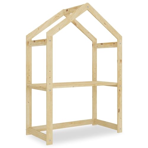 IDIMEX Kinderschreibtisch LIA Hausform Natur - Kinderzimmer Schreibtisch höhenverstellbar, mitwachsend, individuell anpassbar, aus Kiefer