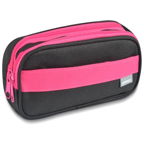 ZyXSQoraphic Estuche de lápices de 3 compartimentos para niñas, adolescentes, gran capacidad, cremallera para niñas y niños, moda, color azul, rosa, medium, moderno