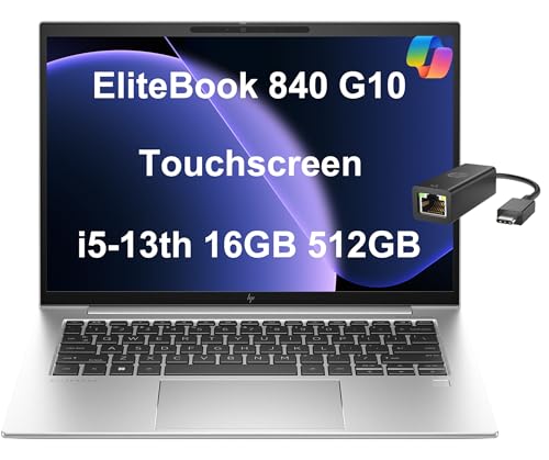 HP EliteBook 840 G10 Business Laptop (14″ FHD+ Touchscreen, Intel 10-Core i5-1335U (Beat i7-1255U), 16GB DDR5 RAM, 512GB SSD) Backlit, Fingerprint, 5MP IR Webcam, Wolf Security, Win 11 Pro w/ Copilot