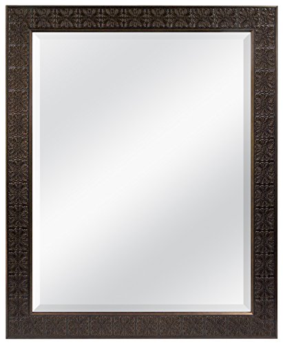 Image of MCS 28x34 Stamped Medallion Wall Mirror, Bronze Vertical & Horizontal Wall Hanging Mirror for Bathroom, Bedroom & Livingroom