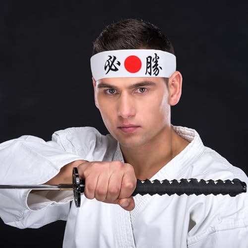 Diadema japonesa de algodón para hombre: pack de 2 bandas de cabeza estilo samurái para deporte 5
