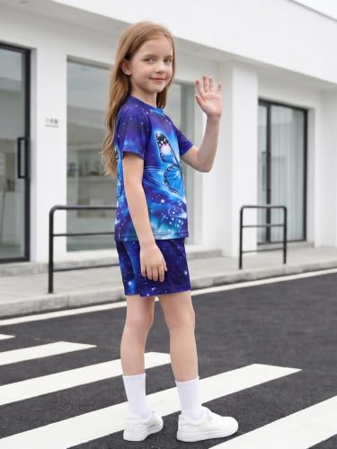 Image of 5-12Y Girls Clothes Summer 2 Piece Outfits Short Sleeve T-Shirts and Shorts Kids Fashion Clothing Sets