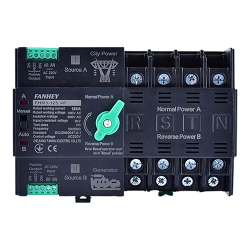 125A 自動転送スイッチ 2P/デザイン & 難燃性ハウジング付き 無停電電源装置に使いやすい ABS PC 自動転送スイッチ