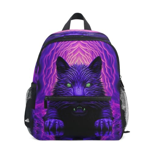 Sac d'école maternelle chat violet idéal pour les sorties des tout-petits