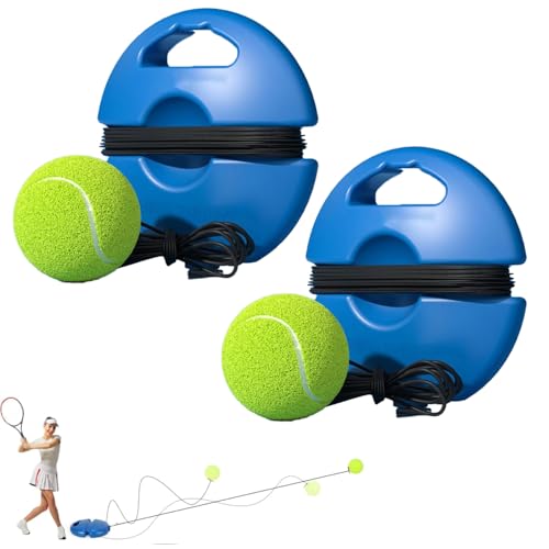Tennis Ball pro Practice Trainer-Rebound Ball,Tennis Practice Rebounder with Long Elastic Rope,Tennis for Beginners Sport Exercise Tool (B-2pcs)