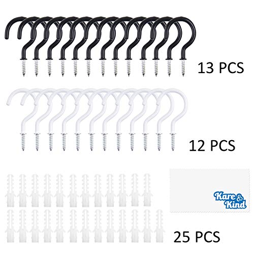 Kare & Kind 25 pcs Ceiling Hooks - Rubber Coated - Includes 13x