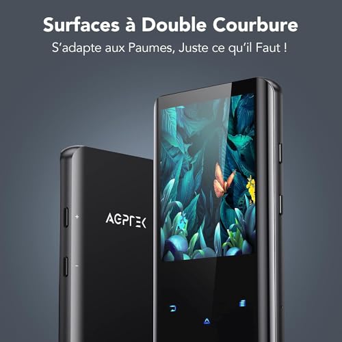 AGPTEK 32Gb Mp3 Player With Bluetooth 5.0, 2.4" Curved Screen Music Player With Speaker Hifi Lossless Sound With Fm Radio, Voice Recorder, Supports Up To 128Gb