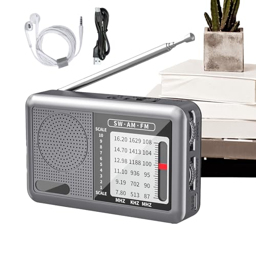 UKW MW Radio – Tischradio Mit Kopfhöreranschluss Wiederaufladbar | Vollband Kurzwellenempfänger – Portables Weltempfänger Radio Für Reisen Zuhause Camping & Senioren, Schwarz