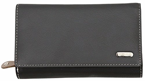 Felda RFID Blockierung, Leder Damen Geldbörse Portemonnaie Purse Geldbeutel Multicolor Grau Multi