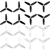 16pcs 3-Blade Props high-Speed Propellers, 3inch 75mm CW CCW for Racing Frame FPV Drone 1306 1407 1408 1606 1806 Motors,GEMFAN 3052（Black and Clear）