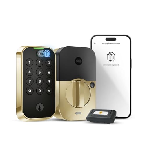 Yale Assure Lock 2 Touch Deadbolt, Lifetime Brass Keyed Smart Entry Door Lock with Wi-Fi Connected Keypad and Fingerprint Scanner for Code Entry and Remote Access, YRD410-F-WF1-P05