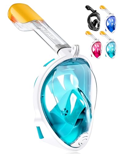 HINATAA Maschera da Snorkeling Integrale a 180°, Design per respirazione Libera, Anti-Appannamento...